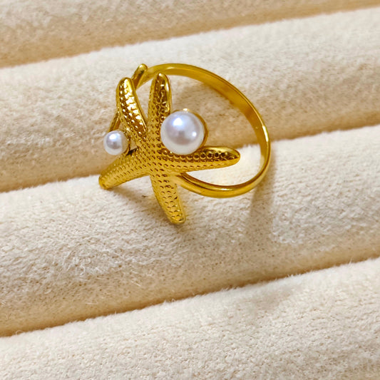 Pearl Star Fish Ring