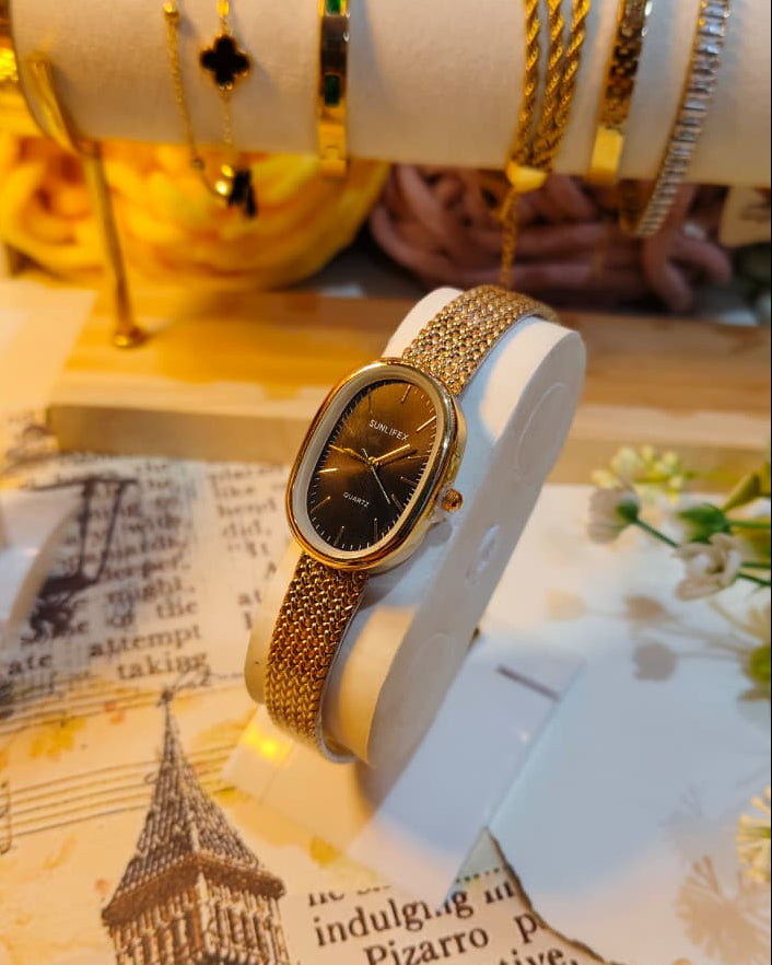 Sunlifex Quartz - Oval Mesh Watch