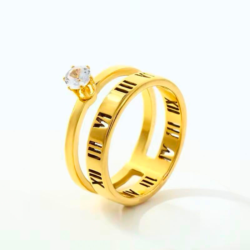 Roman Ring with Cubic Zirconia